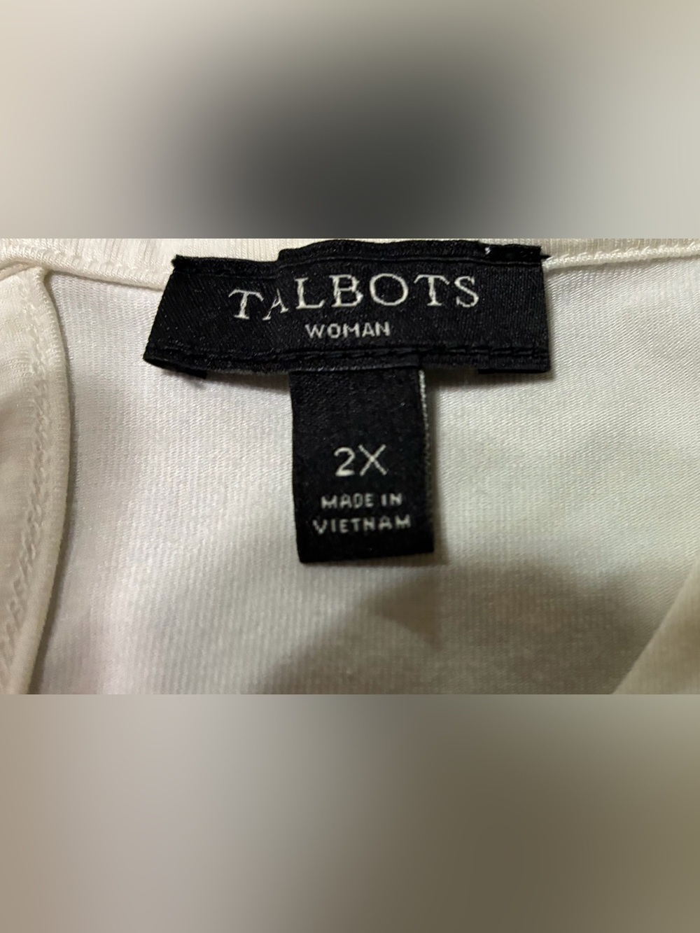 Talbots Cream Long Sleeve Ruched Top - Picture 2 of 6